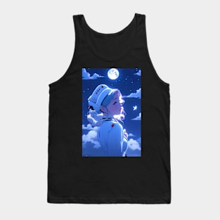 Anime nurse with moon in night sky moon lover Tank Top